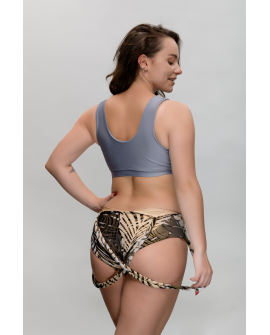 Basic pole dance and fitness top back view in gray, supportive and comfortable design,