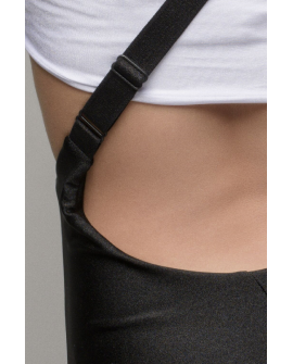 Elastic cross strap detail of asymmetrical pole dance shorts