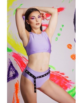 Hoop pole dance top in lilac, supportive front coverage dance top, front view
