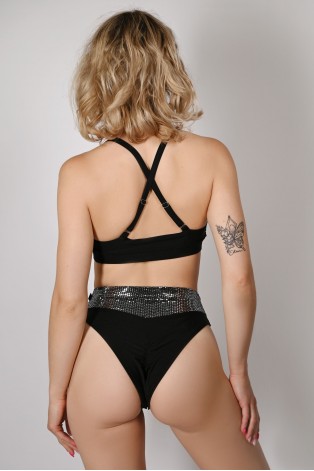 Sensual Top in black&silver – back view, adjustable straps and smooth lycra design for training and stage outfits