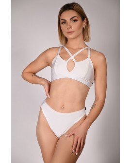 Water Shorts in cream – smooth glossy lycra dance shorts with minimalist cut for pole dance and exotic pole, front view