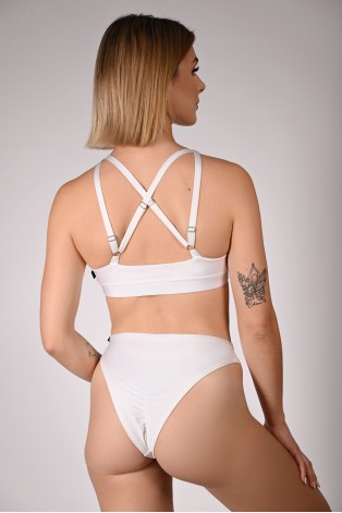Water Shorts in cream – scrunched back detail enhancing curves during exotic pole and pole dance, back view