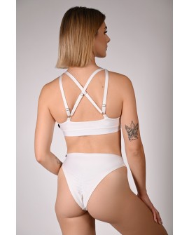 Water Shorts in cream – scrunched back detail enhancing curves during exotic pole and pole dance, back view