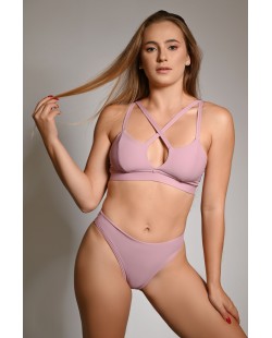 Water Top in rose shadow – dance top with water-drop strap detail on the bust, front view for pole dance and exotic pole