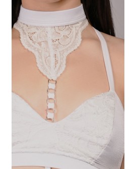 Bird Top in off-white – neck lace feather-inspired details and detachable straps for versatile dance styling,