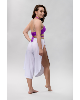 Boho pants in white – lightweight boho dance pants with elastic waistband, ideal for pole dance and high heels, back view