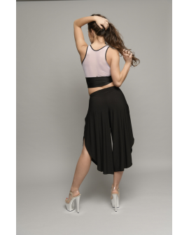 Boho pants in black – lightweight boho dance pants with elastic waistband, ideal for pole dance and high heels, back view