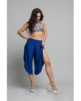 Boho pants in royal blue – flowing dance pants for pole dance, exotic pole, floorwork and belly dance, front view