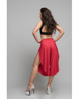 Boho pants in red – lightweight boho dance pants with elastic waistband, ideal for pole dance and high heels, back view