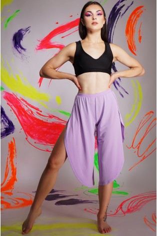 Boho pants in lilac – flowing dance pants for pole dance, exotic pole, floorwork and belly dance, front view