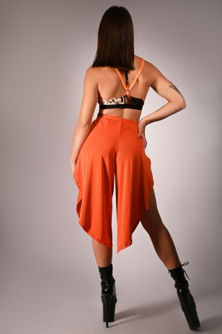 Boho pants in orange – lightweight boho dance pants with elastic waistband, ideal for pole dance and high heels, back view