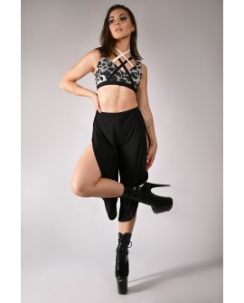 Boho pants in black – flowing dance pants for pole dance, exotic pole, floorwork and belly dance, front view