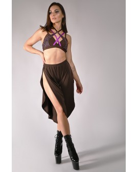 Boho pants in brown – flowing dance pants for pole dance, exotic pole, floorwork and belly dance, front view