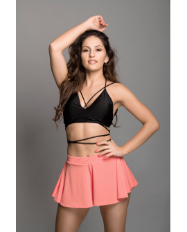 Boho shorts in peachy – front view showing flowing fabric and elastic waistband