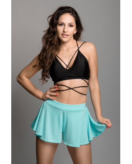 Boho shorts in mint – front view showing flowing fabric and elastic waistband