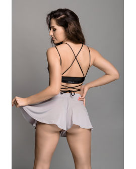 Boho shorts in silver – back view highlighting soft drape and movement