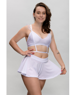 Boho shorts in white – front view showing flowing fabric and elastic waistband