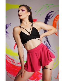 Boho shorts in hot pink– front view showing flowing fabric and elastic waistband