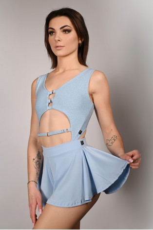 Boho shorts in baby blue – front view showing flowing fabric and elastic waistband