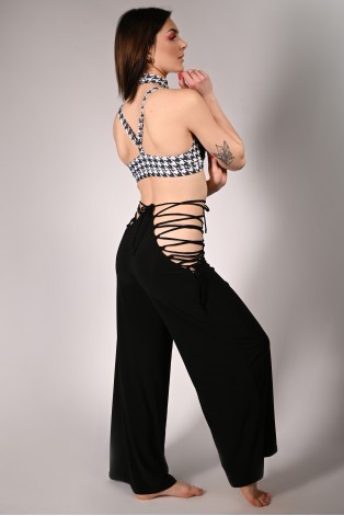 Wren Yoga Pants in black, back view – wide leg yoga pants with elegant silhouette