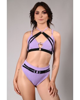 Wave Top in lilac front view – crumpled lycra dance top