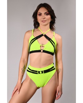 Wave Top in lime front view – crumpled lycra dance top