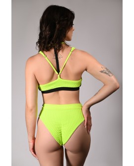 Wave Top in lime back view – festival pole dance top