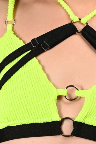 Wave Top in lime detail – crumpled lycra texture and straps