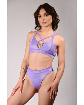 Future Shorts in lilac front view – glossy lycra Brazilian shorts