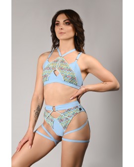 Rave Queen Top side view – openwork crochet detail and adjustable straps