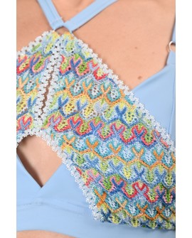 Rave Queen Top detail – crochet knit bust panel and delicate adjustable straps