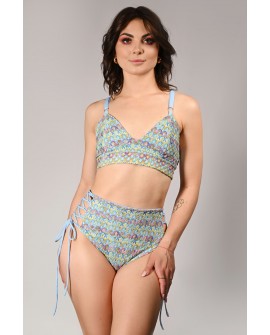 Rave Shorts front view crochet dance shorts high waist tied hips