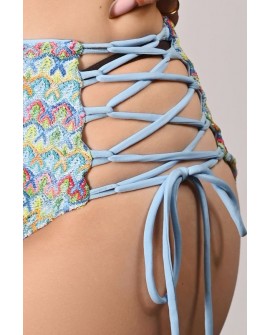 Rave Shorts detail crochet texture side ties double layer