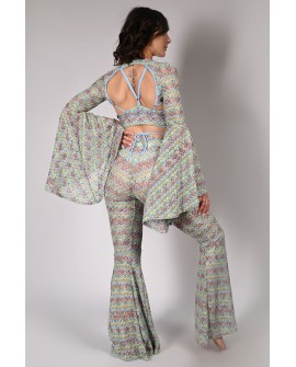 Obsessive Rave Pants side view wide leg openwork dance pants