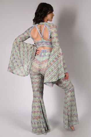 Obsessive Rave Top back view – openwork rave top with adjustable waist ties