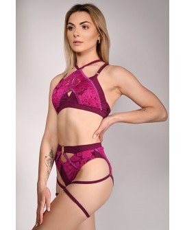 Glittery Queen Shorts side view in red plum – sparkling pole shorts with adjustable thigh straps