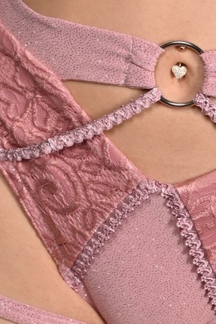 Glittery Queen Shorts detail in rose shadow – close-up of glitter material and lace