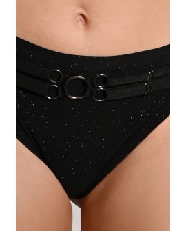 Seastar Shorts in black, detail glitter fabric and adjustable straps close up