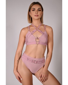 Seastar Shorts in rose shadow, front view glitter pole dance shorts with adjustable, decorative straps