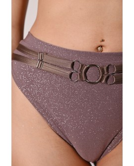 Seastar Shorts in light brown, detail glitter fabric and adjustable straps close up