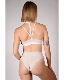 Seastar Top in pearl, back view siren inspired glitter top with adjustable back straps