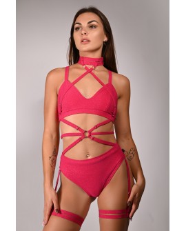 Glittery Spooky Shorts in hot pink with removable thigh straps – front view