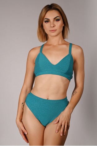 Glittery Spooky Shorts in turquoise with removable thigh straps – front view, styling to classic training shorts