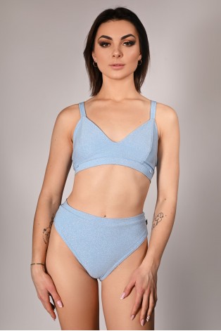 Glittery Spooky Shorts in baby blue with removable thigh straps – front view, styling to classic training shorts