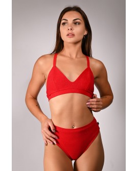 Glittery Spooky Top in red with removable neck and belly straps, front view, clean training look
