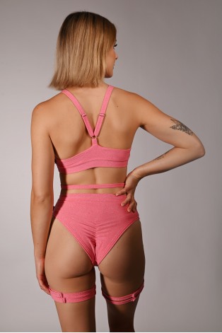 Back view of Glittery Spooky Top in light coral, showing adjustable straps