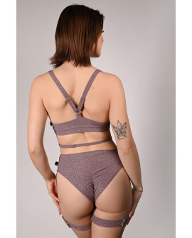 Back view of Glittery Spooky Top in light brown, showing adjustable straps