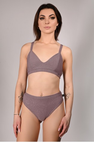 Glittery Spooky Top in light brown with removable neck and belly straps, front view, clean training look