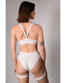 Back view of Glittery Spooky Top in off-white, showing adjustable straps