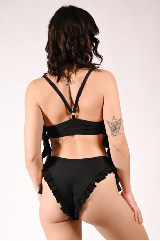 Lily forest nymph dance top in black with flounced design, back view